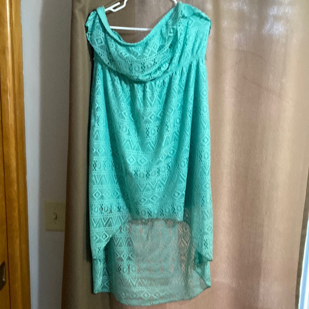 Maurice’s strapless green dress